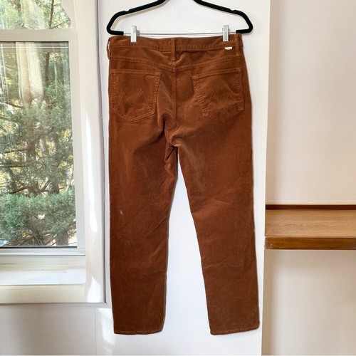 MOTHER The Mid Rise Dazzler Sz 33 Ankle Jeans Straight Leg Hopscotch Cord Brown - Picture 5 of 14