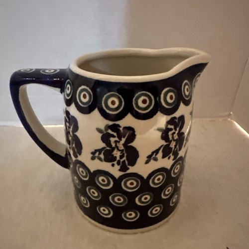 Boleslawiec Polish Pottery Pitcher Iris ‘ pattern Large Creamer/ Milk Pitcher - Picture 5 of 9