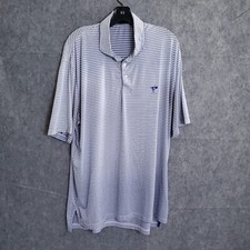 RLX Golf Performance Wicking Polo Shirt Mens L Blue Striped Ralph Lauren Sports