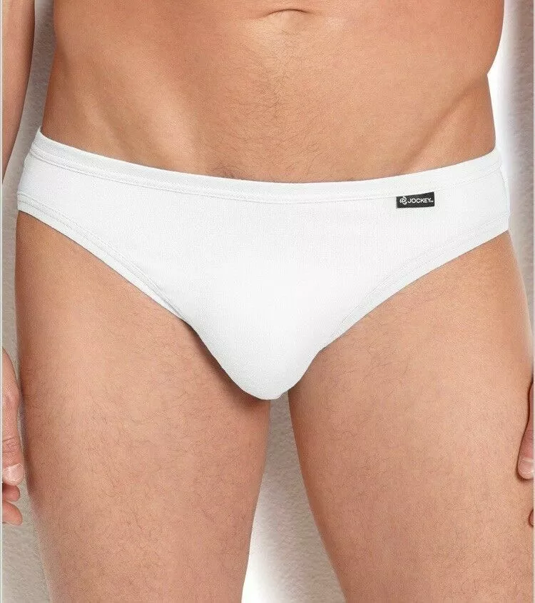 Men's Jockey Underwear 3-pack WHITE Color Bikini Briefs 100