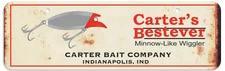 Vintage carter lure  Sign 3.5x11 aluminum