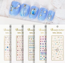 3D Nail Art Beauty Decal Sticker Adhesive Flower Moon Star Heart Mermaid Jewelry