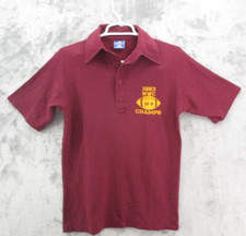 Vintage Champion Polo Shirt Mens Medium Maroon Football Champs 1983 Made in USA