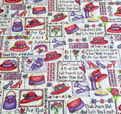 VTG Dianna Marcum Marcus Brothers Red Hat Society Fabric BTY OOP 2005