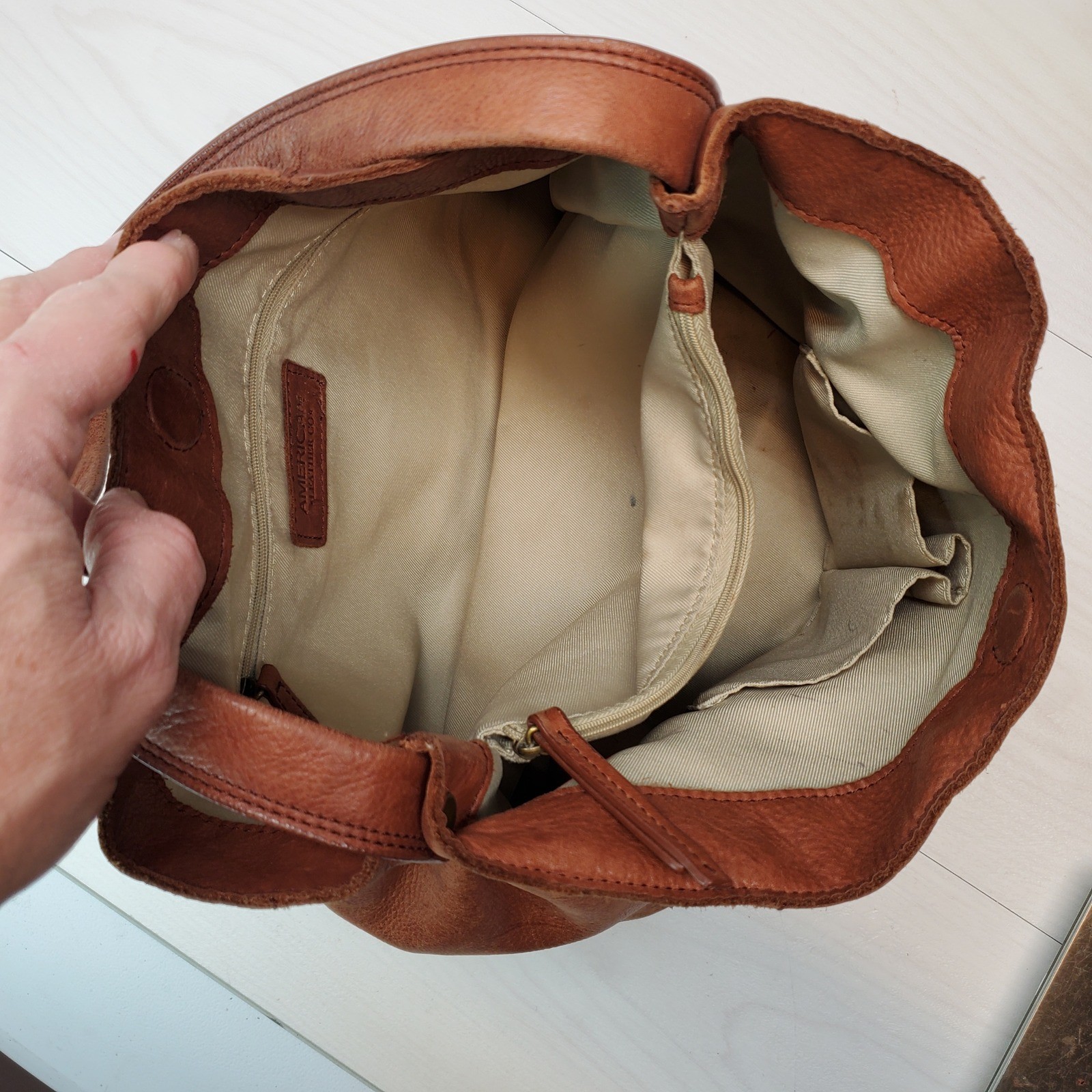 American Leather Co Brown Genuine Leather Shoulder Bag Hobo Style