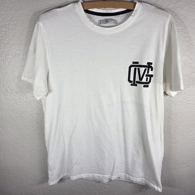 MNG Mango White Short Sleeve Shirt Men Size M Pullover Casual Logo Print Front