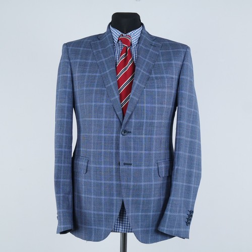 Mens Italian Blazer 38R UK Size DEL MARE 1911 Check Blue Wool Sport Coat Jacket - Picture 4 of 14