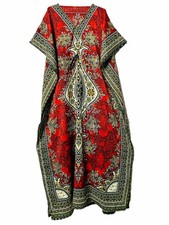 Women Polyester Kaftan Hippy-Boho-Maxi-One-Women Night Dress Red
