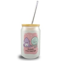 Jelly & Friends Trinkglas Mit Bambusdeckel Mit Spruch Friends Stick Together