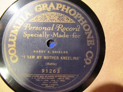 1924 COLUMBIA Personal Record HARRY SHIELDS Saw My Mother Kneeling Jazz Clarinet
