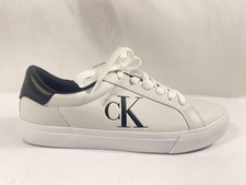 Calvin Klein Jeans CM REX Shoes Mens Size 10 White Logo Casual Sneakers New Box