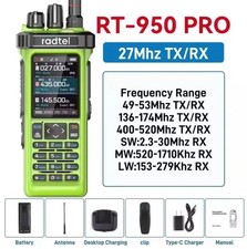 Radtel RT-950 PRO Green - 10W Ham Radio Walkie Talkie – AM/FM/CB/LSB/USB/CW