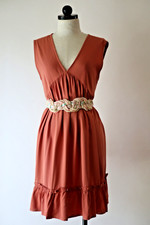 ePretty Chicago Brown Clay Rayon Babydoll Bohemian Sleeveless Minidress Women L