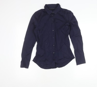 Zara Basic Damen Blau Langarm Hemd mit Knopfleiste Größe S