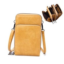 Small Leather Crossbody Bag for Women with Guitar Strap Mini B-yellow