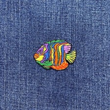 Angelfish Applique Patch Embroidered Tropical Angel Fish Badge 1-7/8" Iron On 