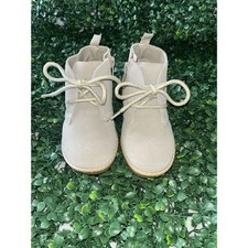 BRAND NEW 8c GAP Kids Suede style boots with zippers CREAM/TAN