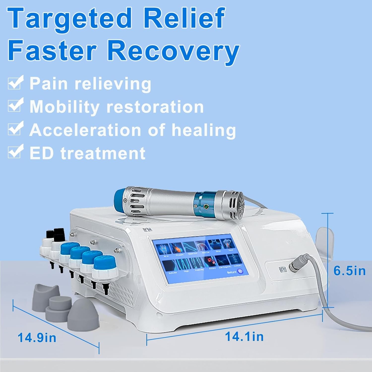 Reprieve Pain Relief Machine Hand Machine Touch Screen ED Shockwave Therapy Machine 7 Heads for Pain Relief ...