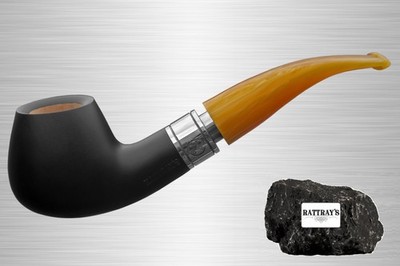 Rattray's Pfeife Monarch black 4 Yellow schwarz Half-Bent Diplomat 9mm Filter