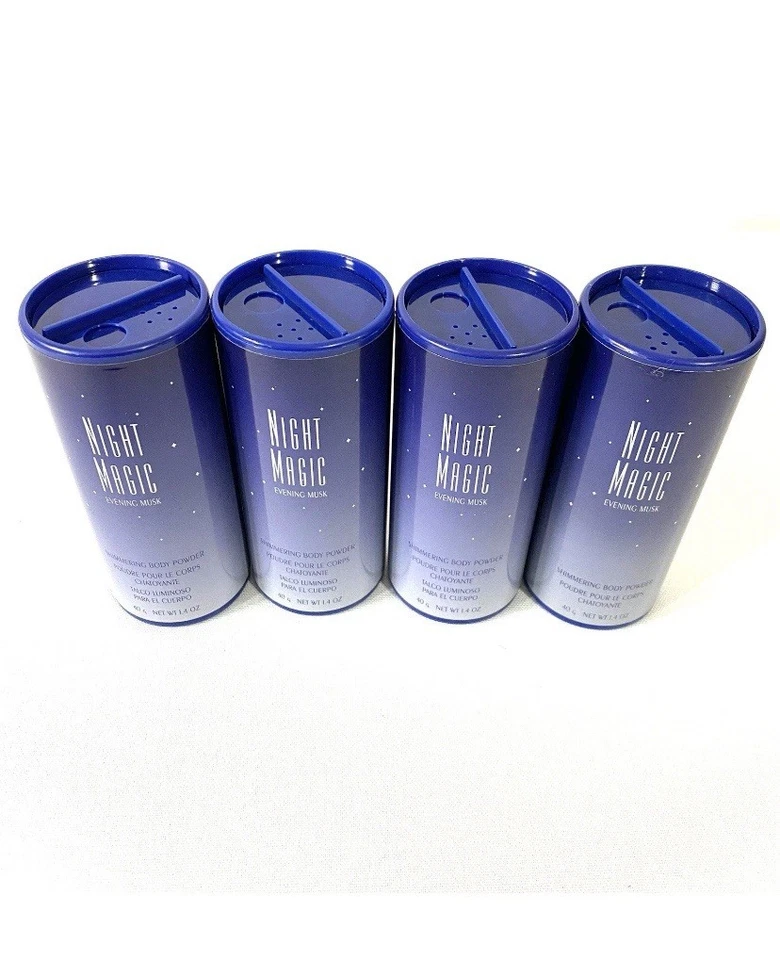 Polvo corporal brillante Avon Night Magic Evening Musk 1,4 OZ 2002 nuevo Foto 2 de 4