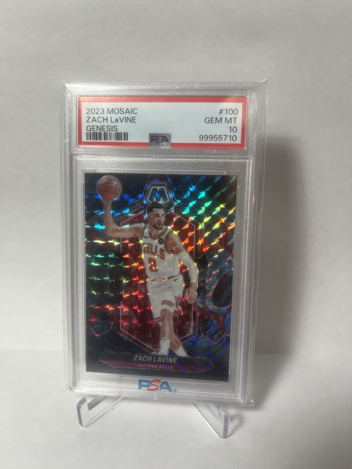 ZACH LAVINE 2023 Panini Mosaic GENESIS Case Hit PSA 10 GEM MINT #100 SSP Bulls