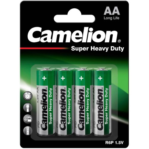 4 Camelion Aa batteries R6P UM3 super heavy duty Long Life 1.5V 4BL Exp 2027 New