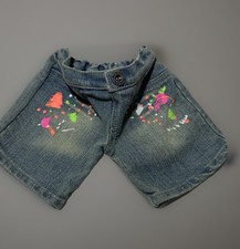 Build A Bear Paint Splattered Denim Shorts Jeans Pants Vintage Y2K