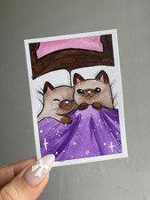 ACEO Goodnight Kitties - Original ACEO Artist Trading Card by StarBunnyPaints