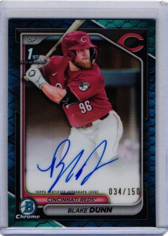 2024 Bowman Chrome- Blake Dunn 1st  Auto Reptilian Blue Refractor /150