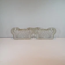 2 Clear Glass Curtain Tie Backs Antique Pressed 6.75" wide
