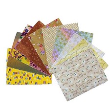 Japanese Kimono Fabric Scrap Set 10pcs Yuzen Chirimen Crepe Yellow 7x6in