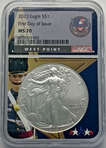 2023-W $1 Silver Eagle MS 70 First Day of Issue NGC Certified West Point Slab