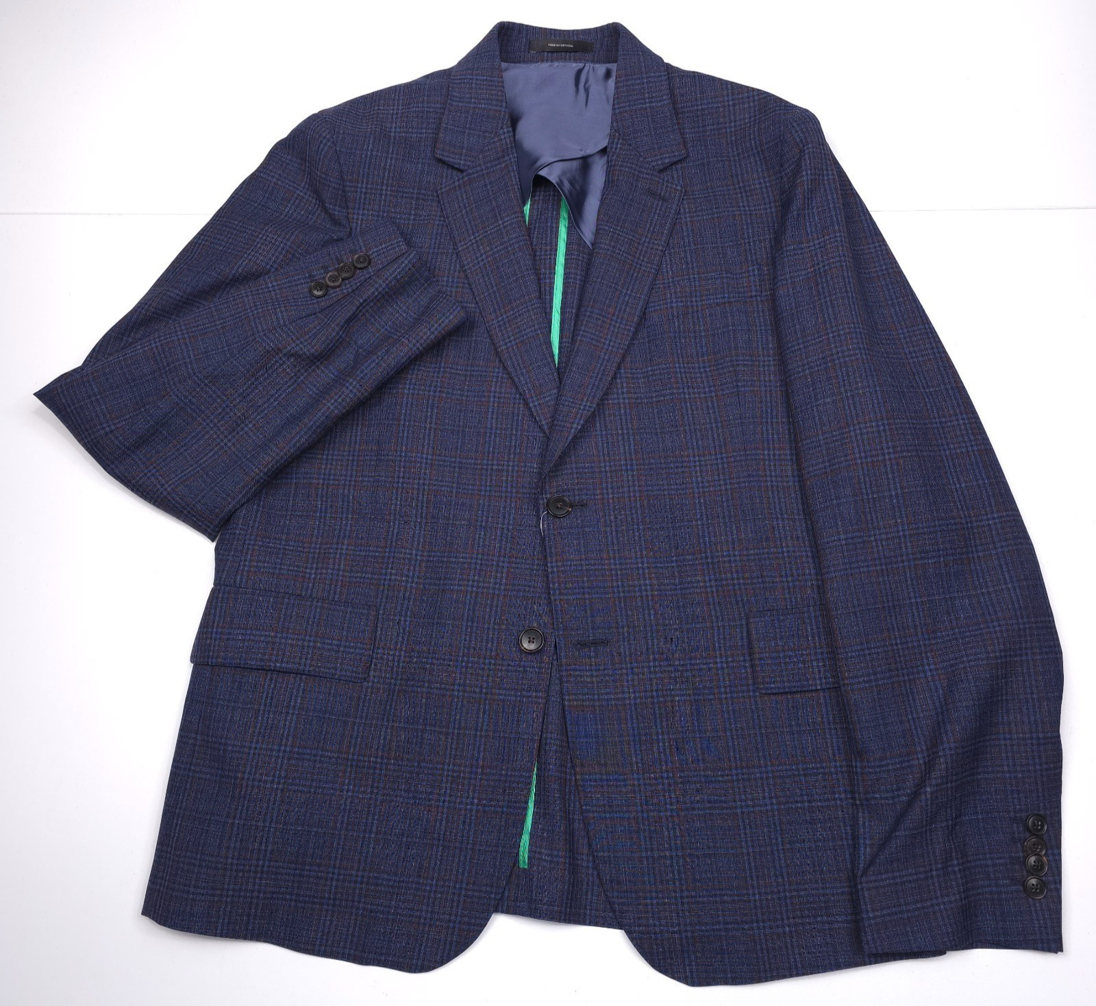 Paul Smith Wool Sport Coat Mens 42R (EUR 52R) Slim Fit Blue Plaid Blazer Jacket