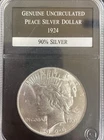 Genuine Uncirculated 1924 Peace Silver Dollar 90% Silver PCS