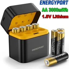 8Pcs 1.5V 3000mWh AA Rechargeable Lithium Battery with Fast 8-Slot Charger Box