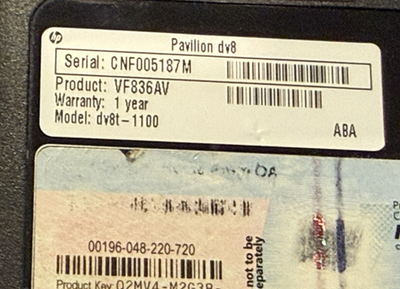 HP Pavilion DV8 Laptop 18.4