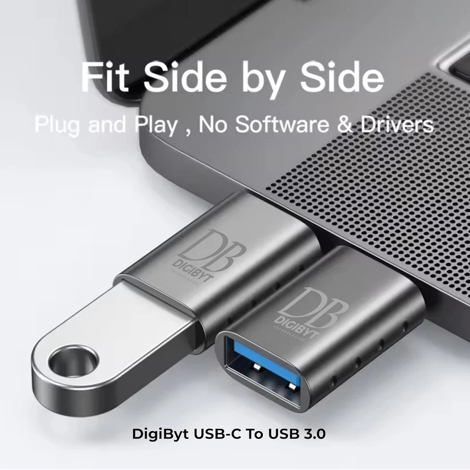 Adaptador DigiByt USB-C a USB 3.2 10Gbps Convertidor de Transferencia de Datos de Alta Velocidad, Paquete de 2 Foto 3 de 4