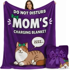 Mom is Charging Blanket - in Christmas Ready Gift Packaging | Cozy Dyed Fleec...