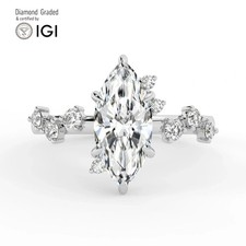 Marquise Diamond Engagement Ring 14k White Gold Labgrown 2.30 Ct Solitaire