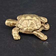 Vintage Small Brass Turtle Trinket Box Hinged...