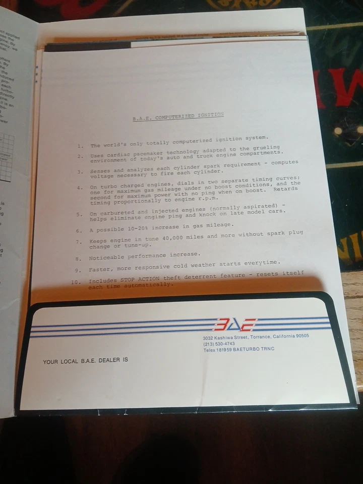 Vintage Porsche Brochure Packet B.A.E. Turbo Systems  - Image 2 of 4
