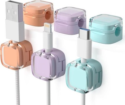 Clipzy 6 Pack Magnetic Cable Clips & Cord Holder, Under Desk Cable Management