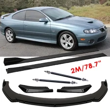 Front Bumper Lip Splitter 78.7" Side Skirt Strut Rods Body For Pontiac GT