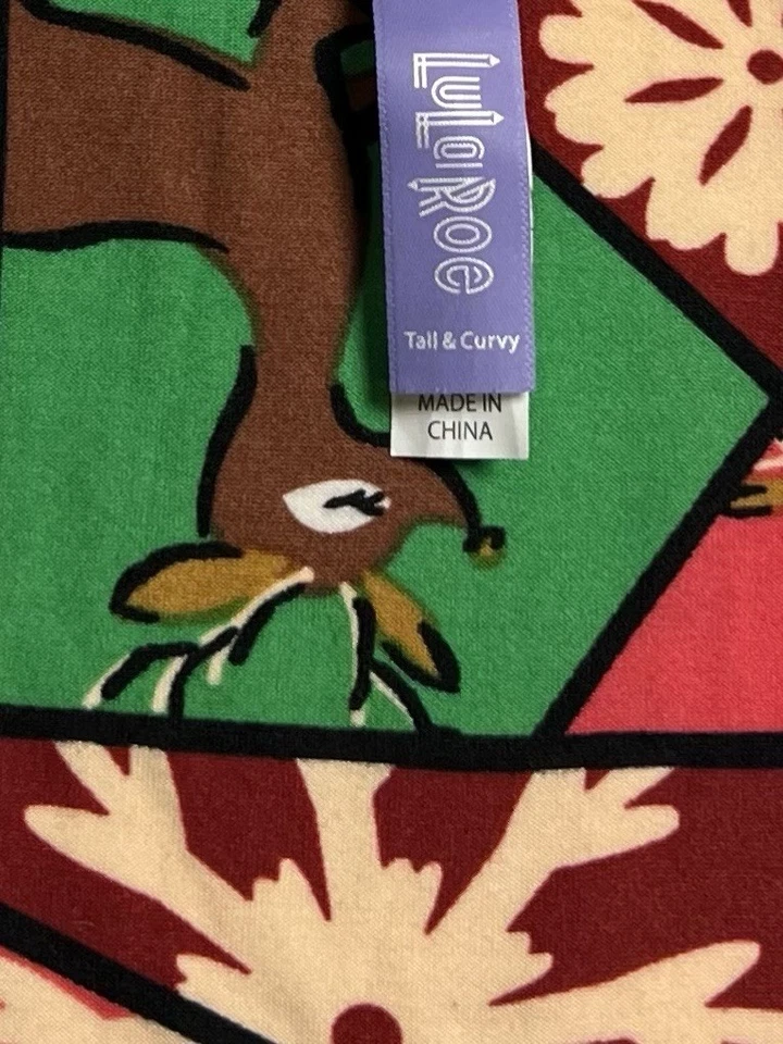 LuLaRoe Leggings TC Tall Curvy Christmas Holiday ELF REINDEER Santa Mosaic SOFT - Image 4 of 4