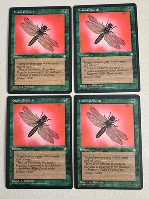 4x Giant Growth - MTG - ICE AGE - ENGLISH -  1995 NM Common Playset
