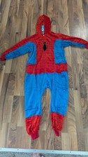 Spiderman Halloween Fuzzy Pajamas Costume Child size 10 Hooded One Piece Kids