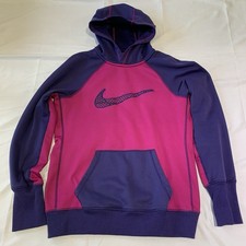 Nike Womens Therma Fit Pullover Performance Hoodie Purple Pink Medium Polyester