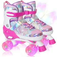 Kids Roller Skates for Girls Boys - Rose Red for Teenagers Youth Age 10 11 12...