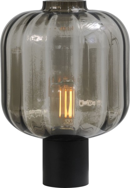 Tischleuchte Schwarz Glas Metall 41 Cm Elya Tischlampe Wohnzimmer Schlafzimmer-image