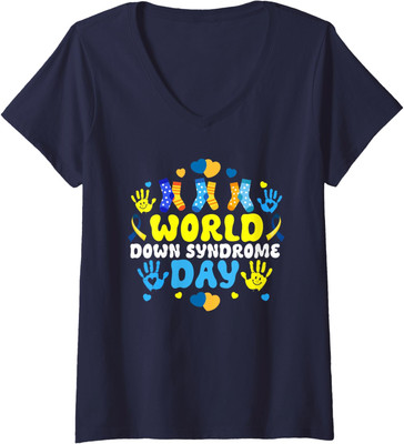 Funny 3.21 World Down Syndrome Day 2025 Groovy Ladies' V-Neck Tshirt